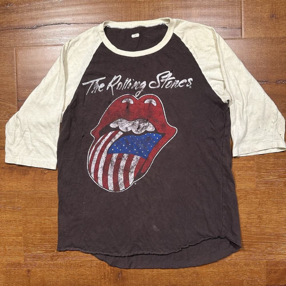 MadeWorn Rolling Stones Baseball T Shirt Women M 3/4 Raglan Sleeve Made In Japan